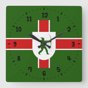 Horloge Carrée Drapeau de l'horloge murale Carré de Nottinghamshi