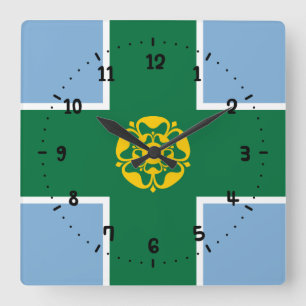 Horloge Carrée Drapeau de l'horloge murale Carré du Derbyshire