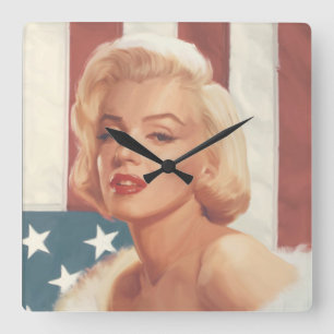 Horloge Carrée Drapeau de Marilyn