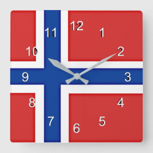 Horloge Carrée Drapeau de Norway