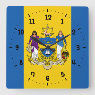 Horloge Carrée Drapeau de Philadelphie, Pennsylvanie Clo Square