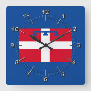 Horloge Carrée Drapeau de Piemonte (Italie)