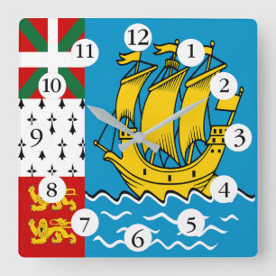 Horloge Carrée Drapeau de Saint-Pierre-et-Miquelon