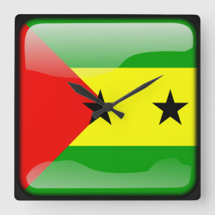 Horloge Carrée Drapeau de Sao Tomé-et-Principe