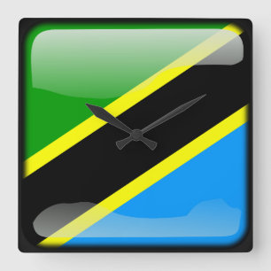 Horloge Carrée Drapeau de Tanzanie