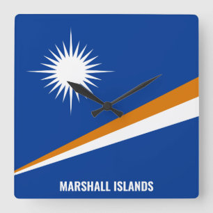 Horloge Carrée Drapeau des Îles Marshall éblouissant patriotique