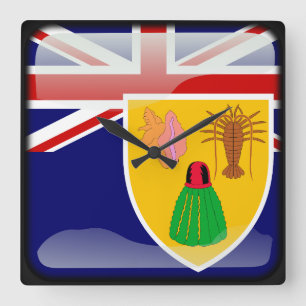 Horloge Carrée Drapeau des îles Turques et Caïques