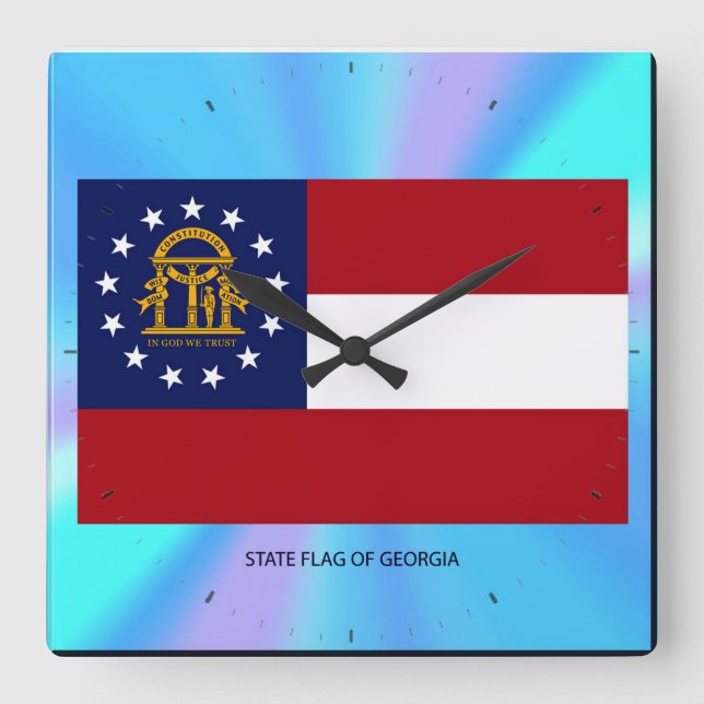 Horloge Carrée Drapeau d'État de Géorgie (Recto)