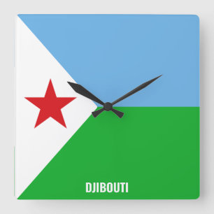 Horloge Carrée Drapeau Djibouti éblouissant patriotique