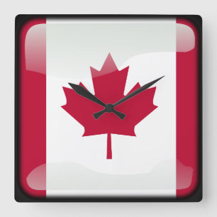Horloge Carrée Drapeau du Canada
