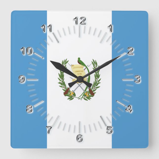 Horloge Carrée Drapeau du Guatemala  (Recto)