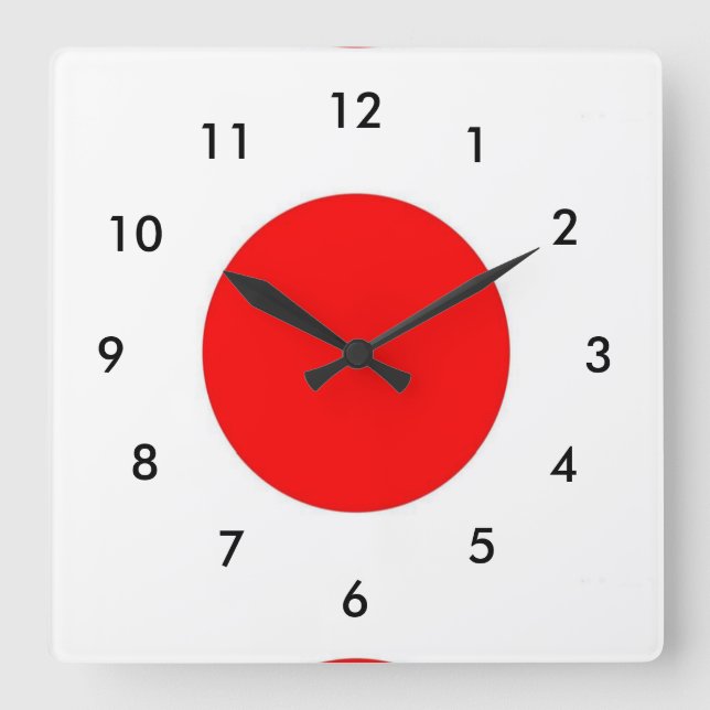 Horloge Carrée Drapeau du Japon (Recto)