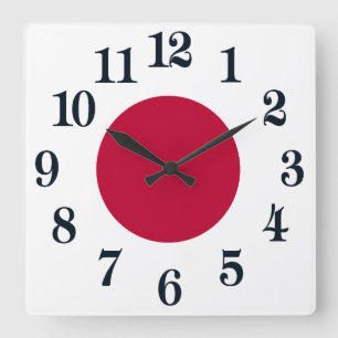 Horloge Carrée Drapeau du Japon ou de Hinomaru