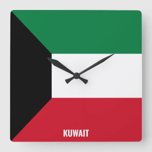 Horloge Carrée Drapeau du Koweït Patriotique Éblouissant
