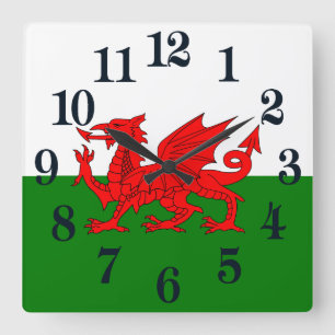 Horloge Carrée Drapeau du Pays de Galles