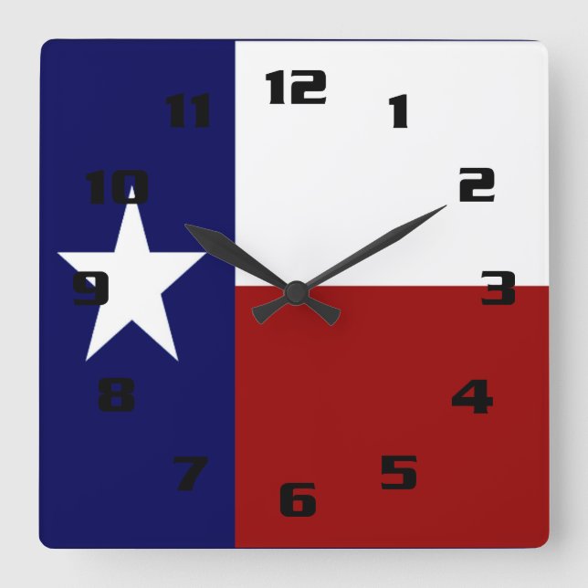 Horloge Carrée Drapeau du Texas patriotique et vibrant (Recto)