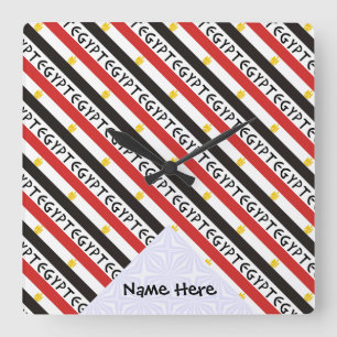 Horloge Carrée Drapeau égyptien avec votre nom