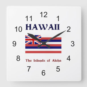 Horloge Carrée Drapeau et devise de Hawaii