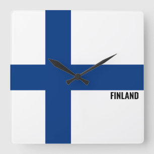Horloge Carrée Drapeau finlandais Carré patriotique éblouissant