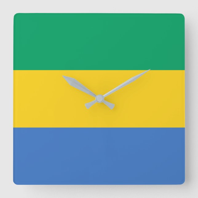 Horloge Carrée Drapeau Gabon (Recto)