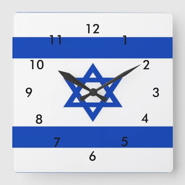 Horloge Carrée Drapeau Israël (Recto)