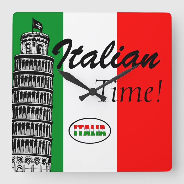 Horloge Carrée Drapeau italien d'Italie (Recto)