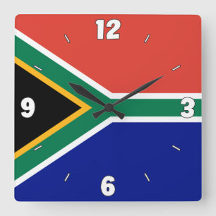 Horloge Carrée Drapeau national d'Afrique du Sud patriotique