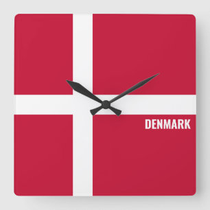 Horloge Carrée Drapeau national danois Patriotique