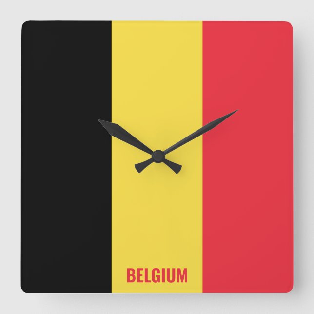 Horloge Carrée Drapeau national de Belgique Patriotique (Recto)