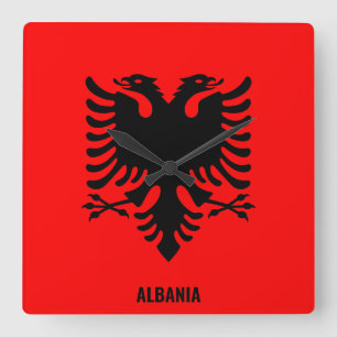 Horloge Carrée Drapeau national de l'Albanie Patriotique