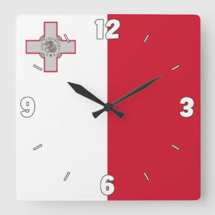 Horloge Carrée Drapeau national de Malte Patriotique