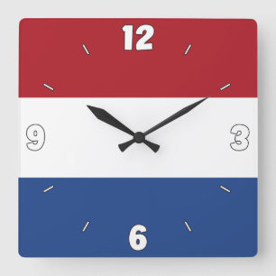 Horloge Carrée Drapeau national de Pays-Bas patriotique