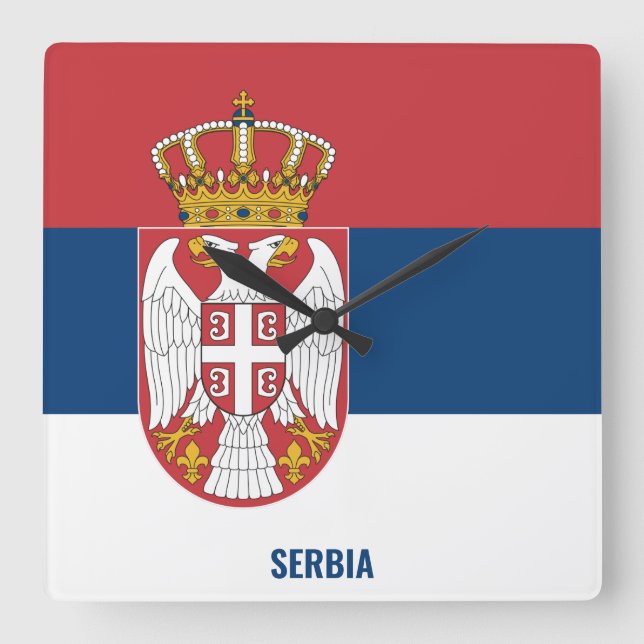 Horloge Carrée Drapeau national de Serbie Patriotique (Recto)