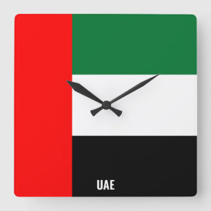 Horloge Carrée Drapeau national des Émirats arabes unis Patriotiq