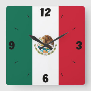 Horloge Carrée Drapeau national du Mexique patriotique