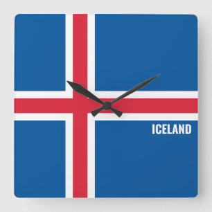 Horloge Carrée Drapeau national islandais Patriotique