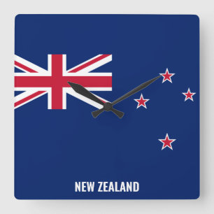 Horloge Carrée Drapeau néo-zélandais éblouissant patriotique