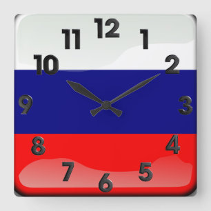 Horloge Carrée Drapeau poli russe