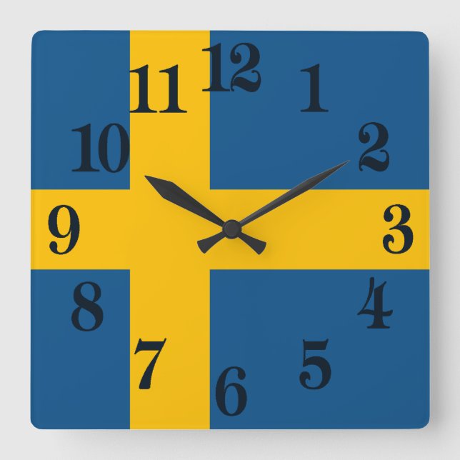 Horloge Carrée Drapeau suédois (Recto)