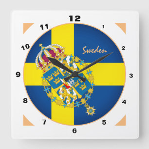 Horloge Carrée Drapeau suédois & Suède mode tendance / design