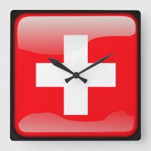 Horloge Carrée Drapeau suisse