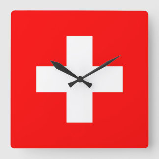 Horloge Carrée Drapeau Suisse