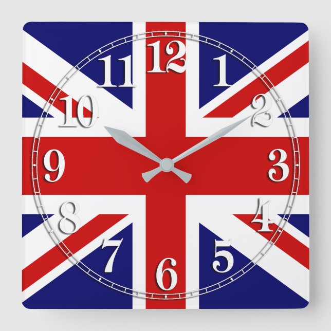 Horloge Carrée Drapeau Union Jack du Royaume-Uni (Recto)