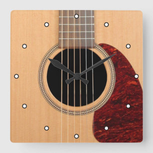 Horloge Carrée Dreadnoue Acoustique 6 cordes guitare avec points