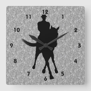 Horloge Carrée Dressage Cheval Et Rider Silhouette