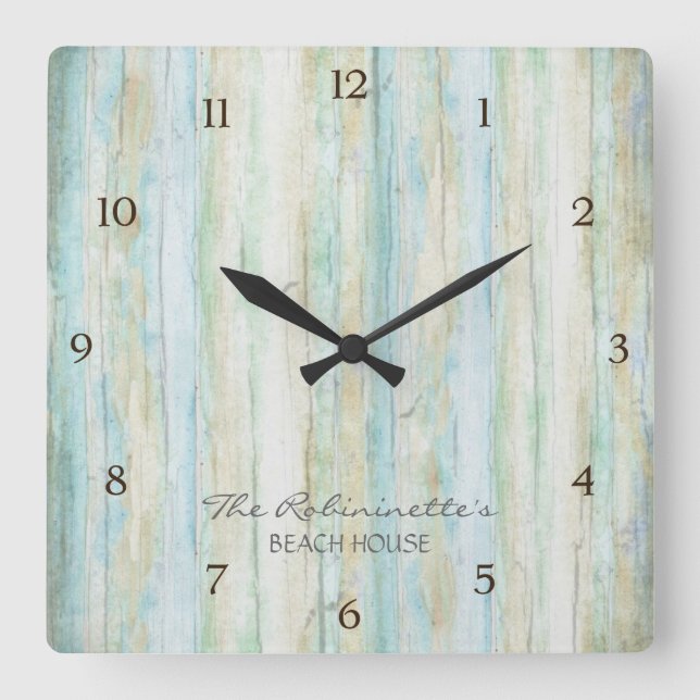 Horloge Carrée Driftwood Ocean Beach House Coastal Seashoredriftw (Recto)