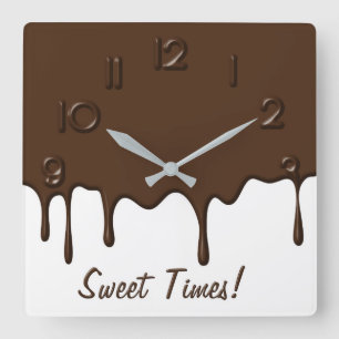 Horloge Carrée Dripping Chocolate - Wall Clock