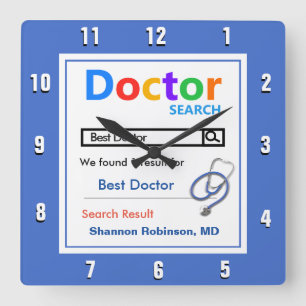 Horloge Carrée Drôle personnalisé meilleur docteur cadeau oreil