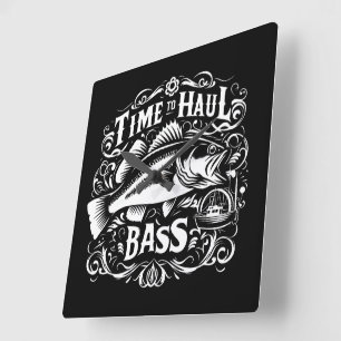 Horloge Carrée Drôle temps pour Haul Bass Fishing Bateau