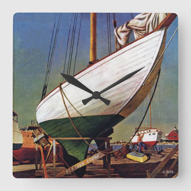 Horloge Carrée Dry Dock par John Atherton (Recto)